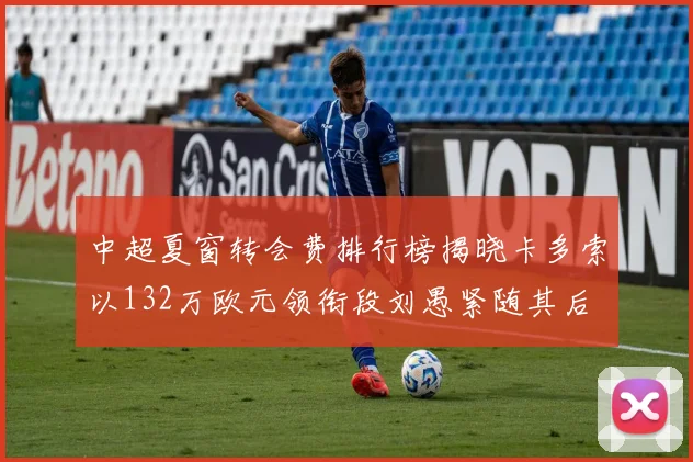 中超夏窗转会费排行榜揭晓卡多索以132万欧元领衔段刘愚紧随其后
